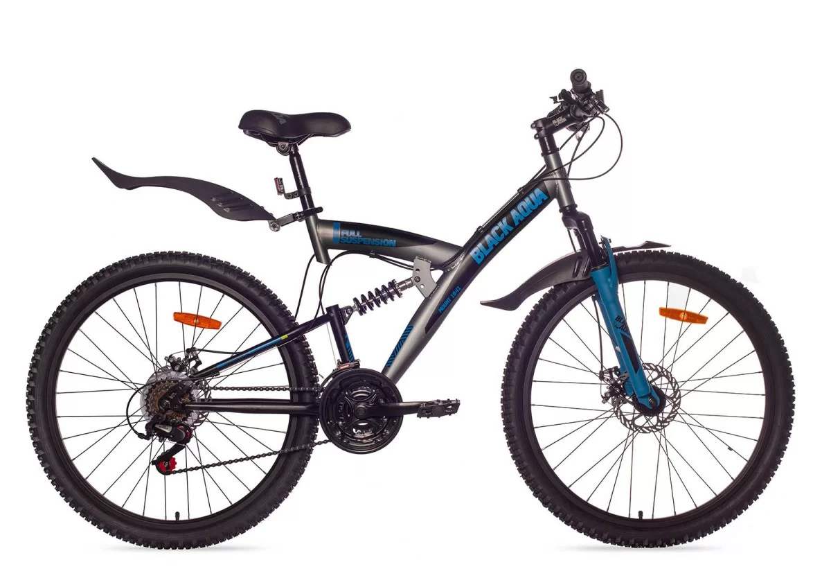 Фото Велосипед Black Aqua Mount 1641 D 26" (РФ) серый-синий GL-309DTR со склада магазина СпортСЕ